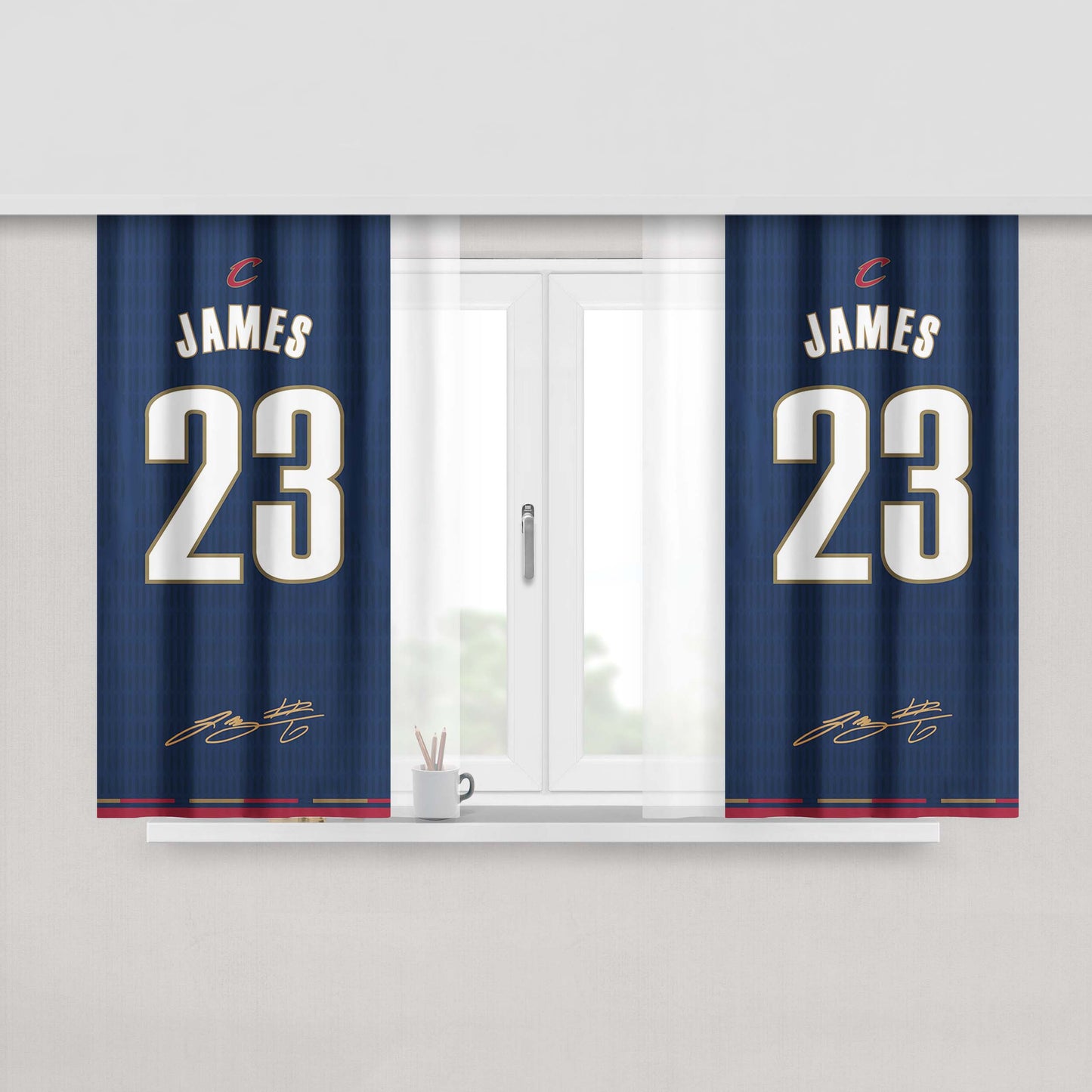 Cleveland Cavaliers James Blue Peach Skin Window Curtains