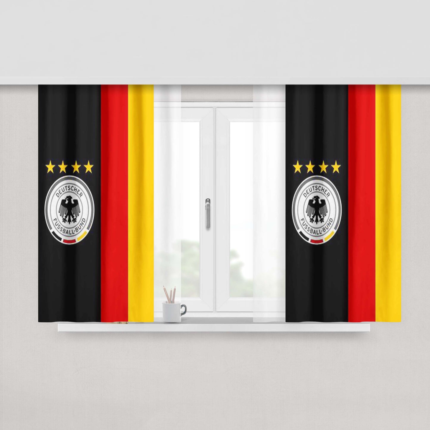 Germany Strip Fifa Football World Cup Peach Skin Window Curtains