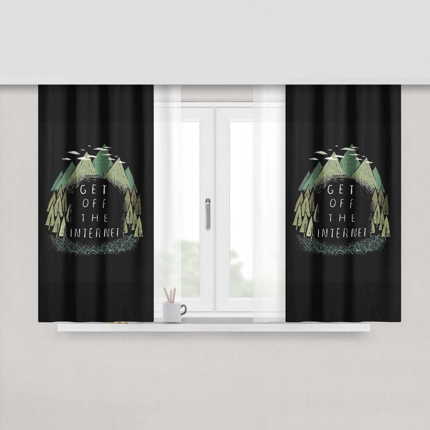 Get Off The Internet Peach Skin Window Curtains