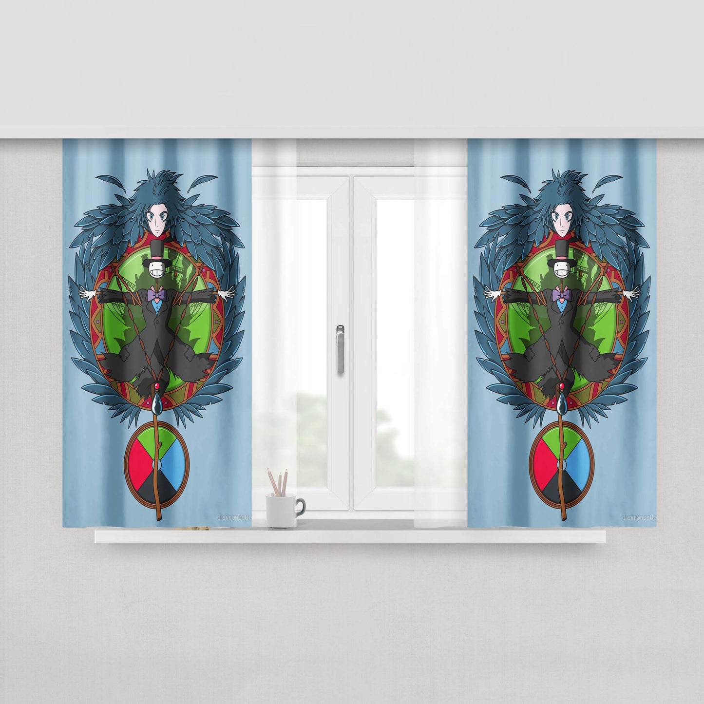 Ghibli Castle Crest Peach Skin Window Curtains
