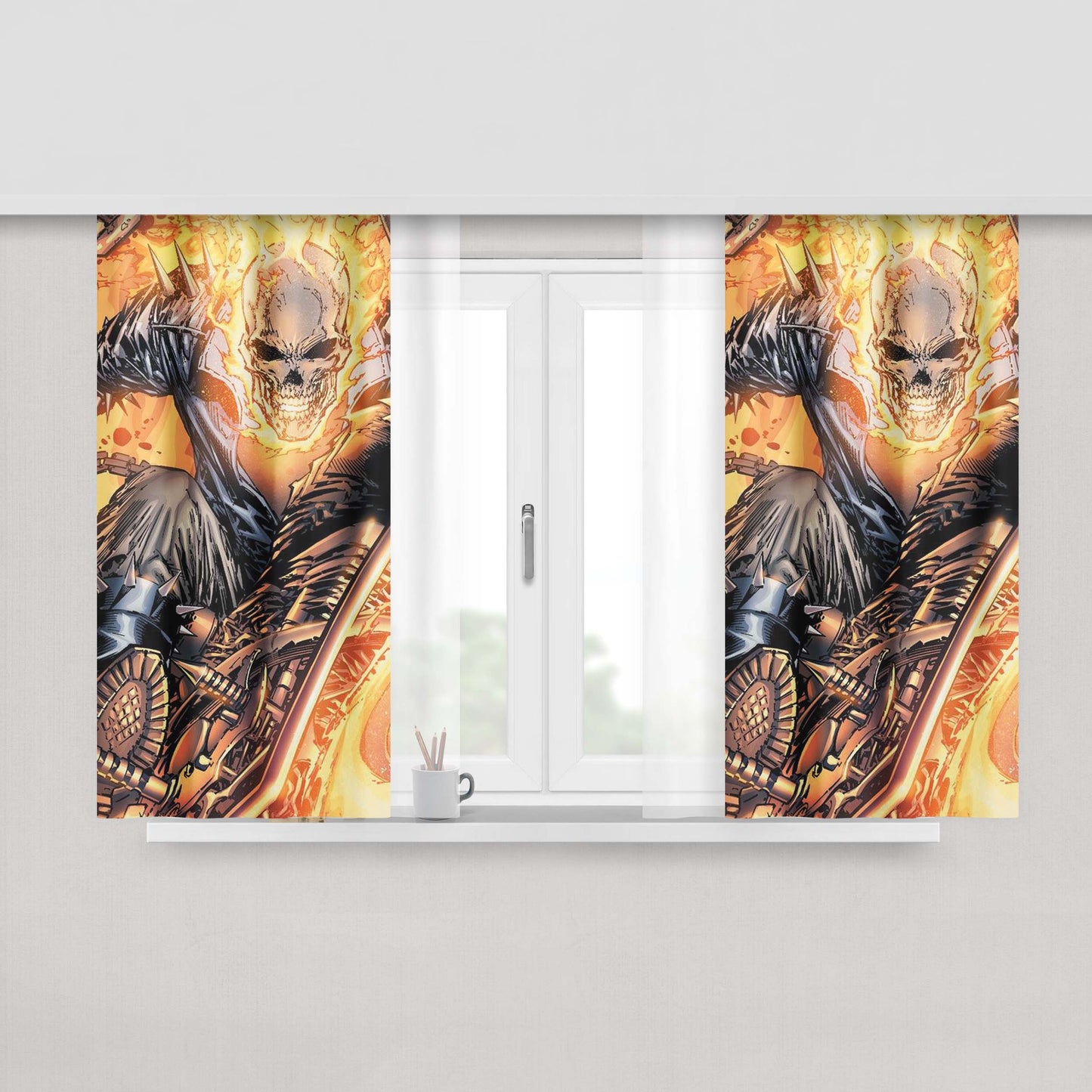 Ghost Rider Comics Peach Skin Window Curtains