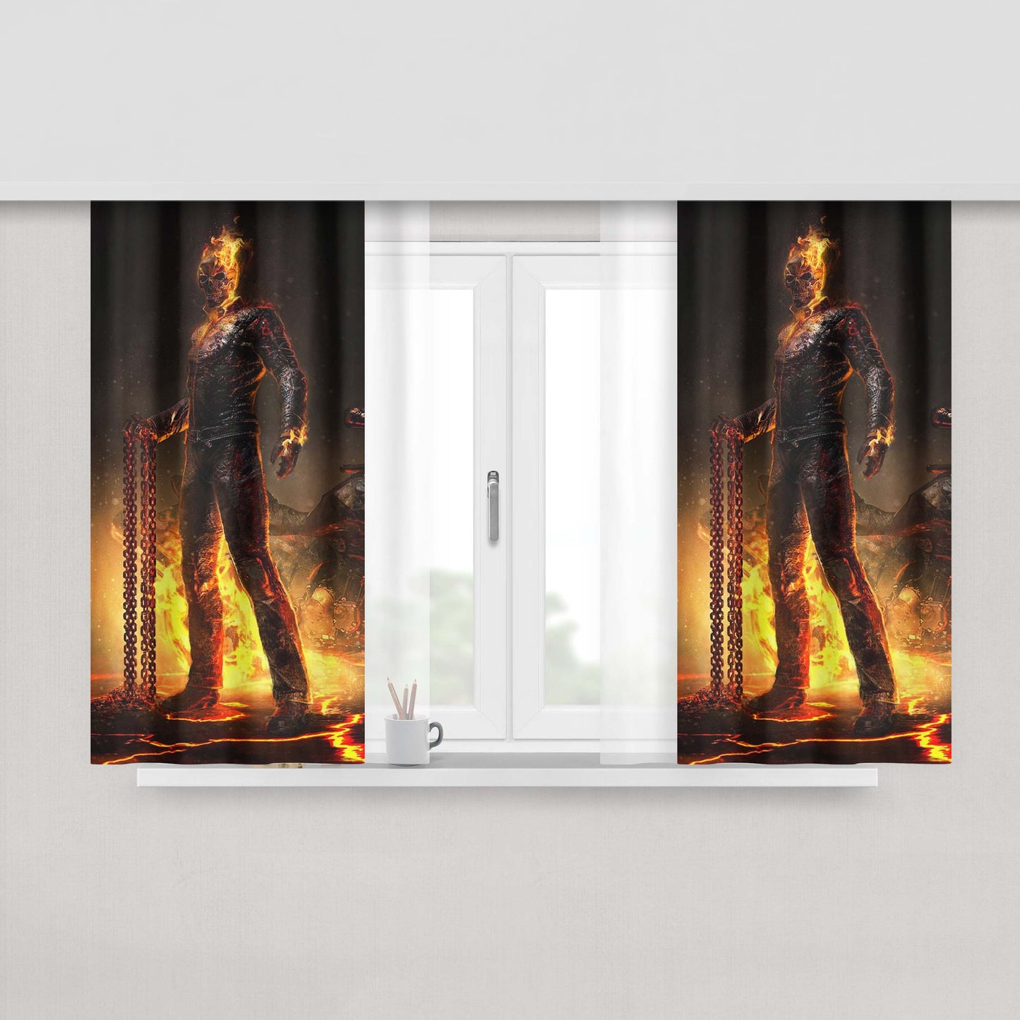 Ghost Rider Spirit Of Vengeance Concept Art Peach Skin Window Curtains