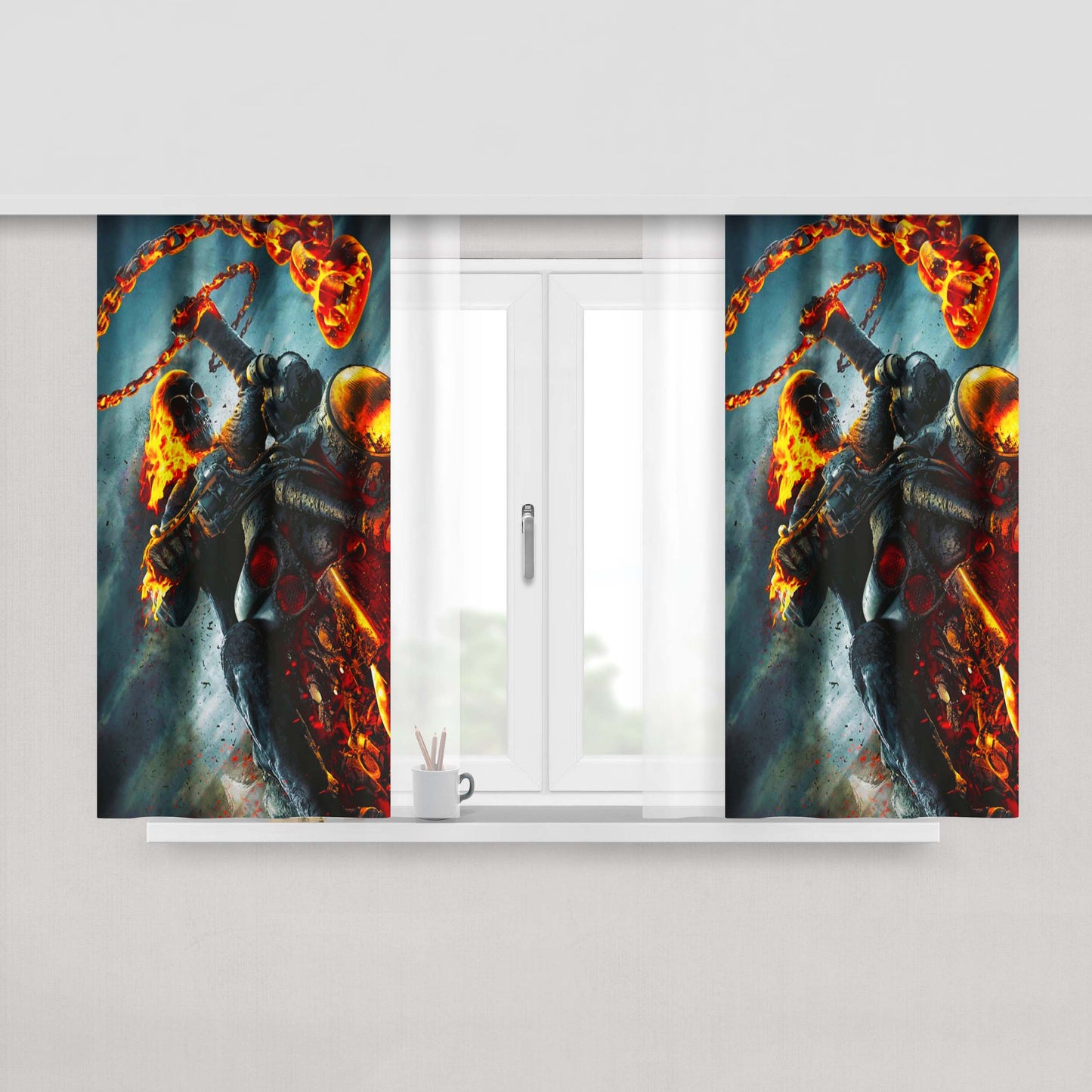 Ghost Rider Peach Skin Window Curtains