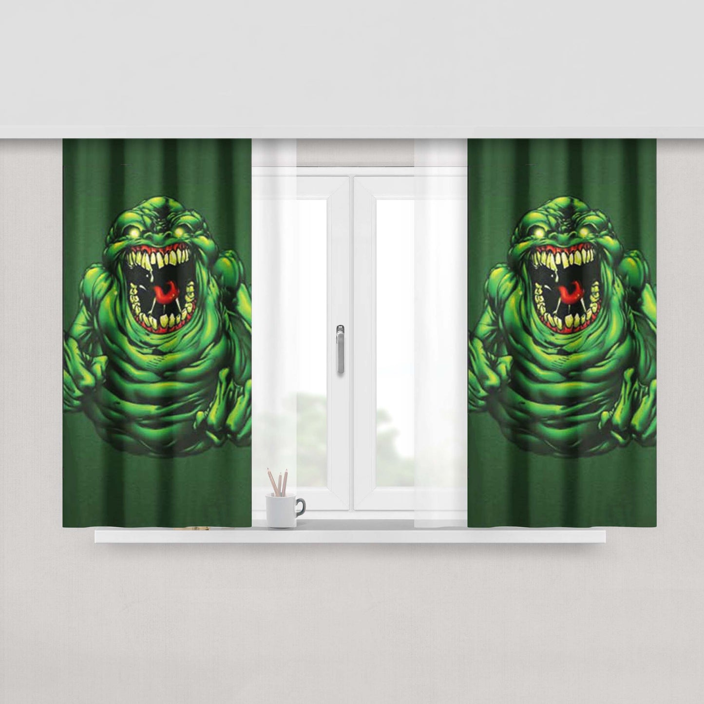 Ghostbusters Slimer Peach Skin Window Curtains