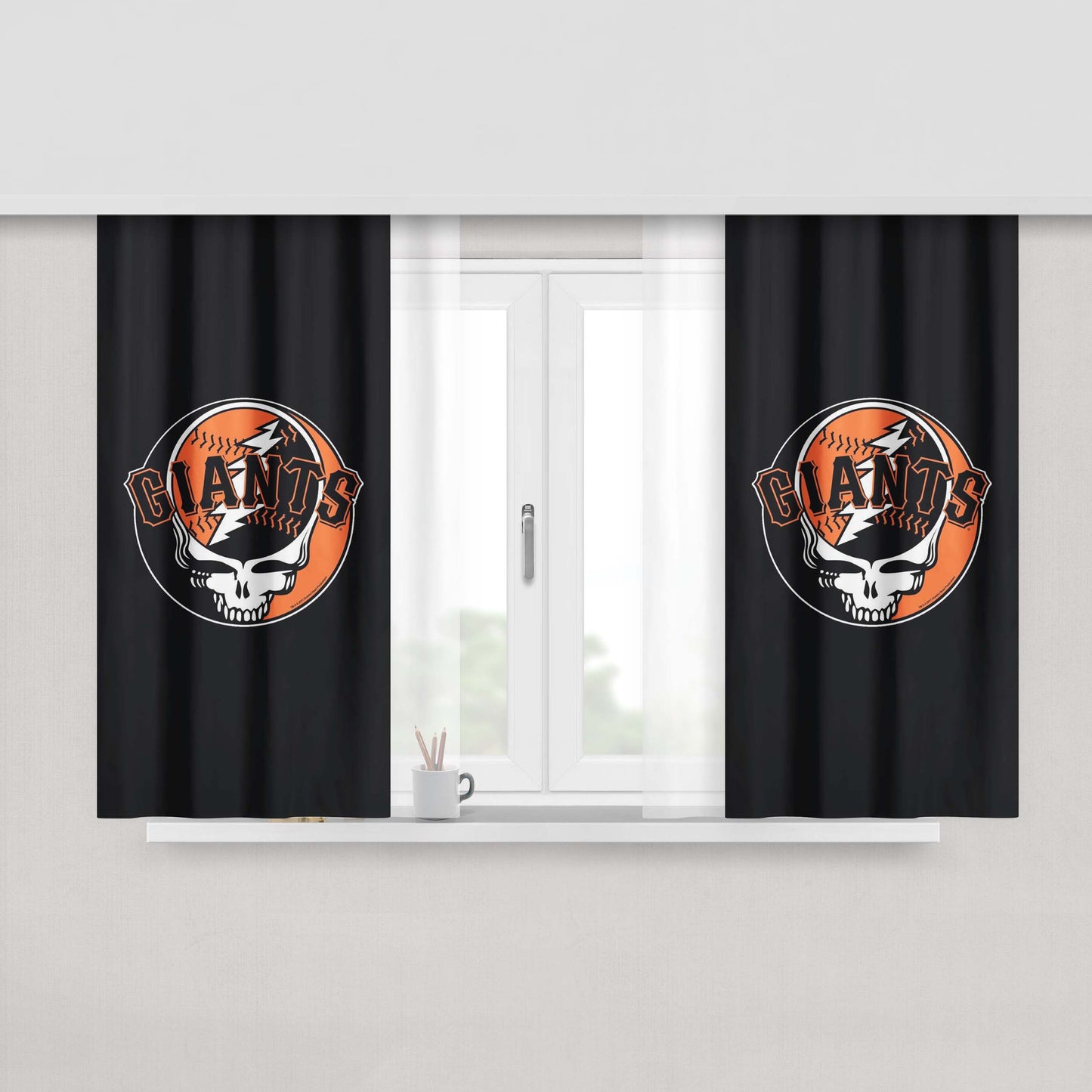 Giants Skull Peach Skin Window Curtains