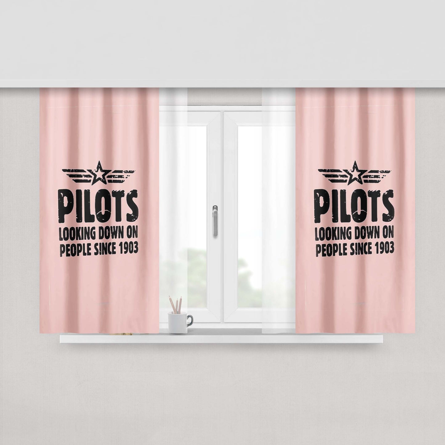 Gift For Pilot Funny Occupation Peach Skin Window Curtains