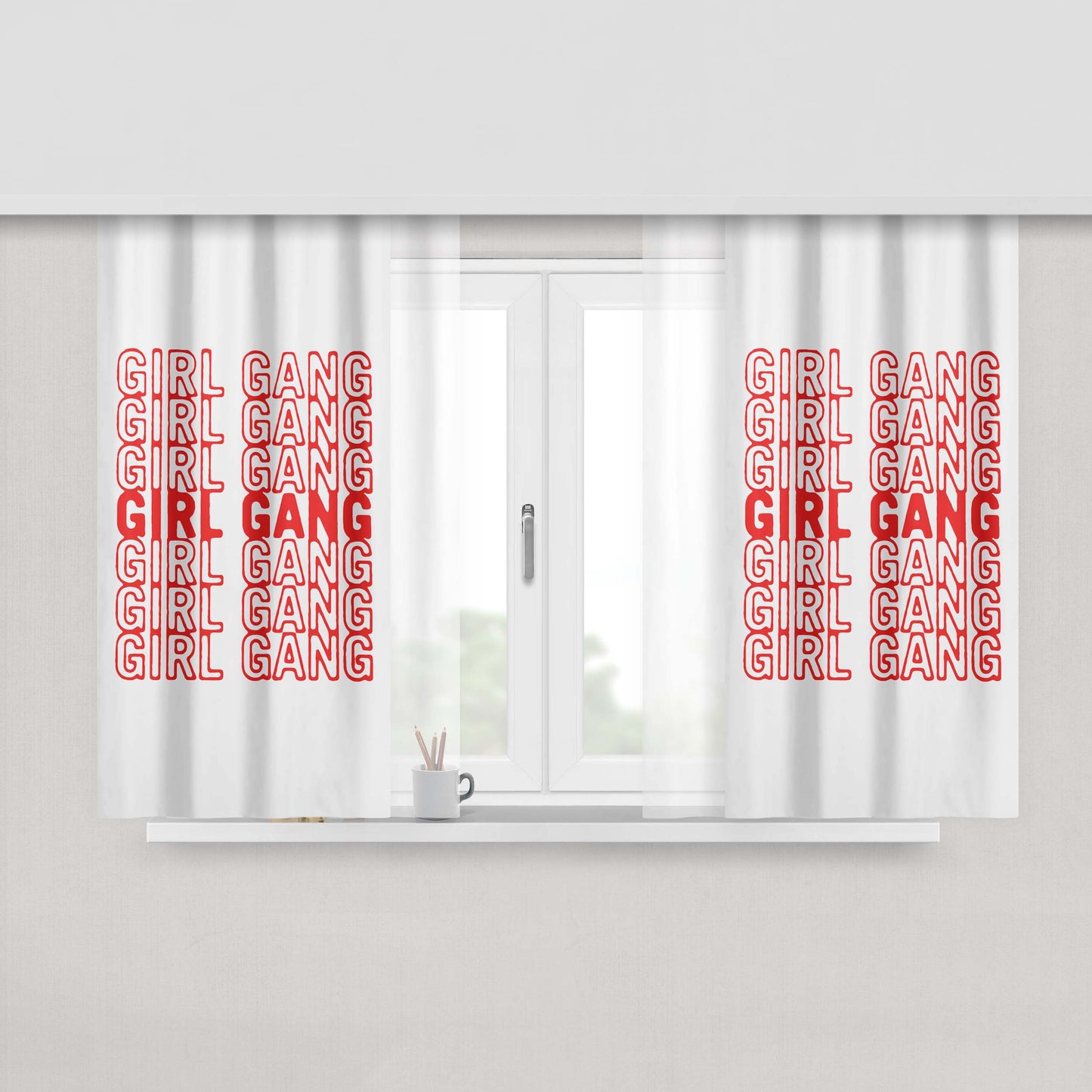 Girl Gang Funny Quote Peach Skin Window Curtains
