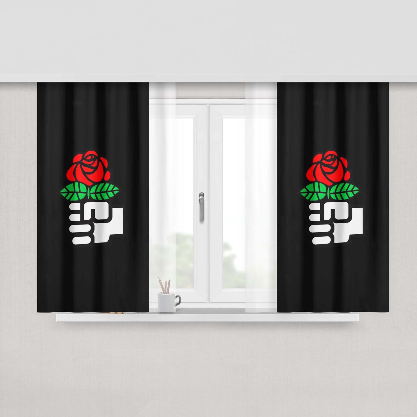 Girl Power Feminist Peach Skin Window Curtains