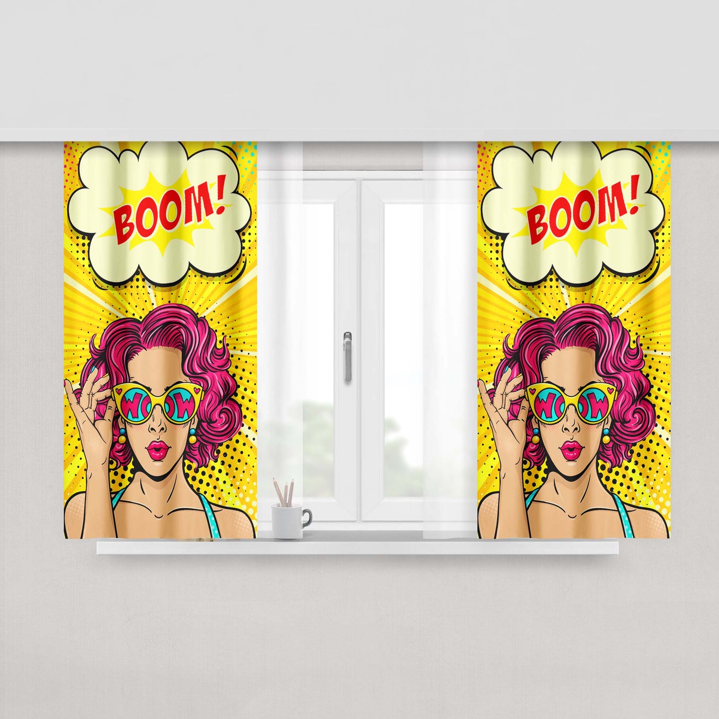 Girls Woow Boom Art Peach Skin Window Curtains