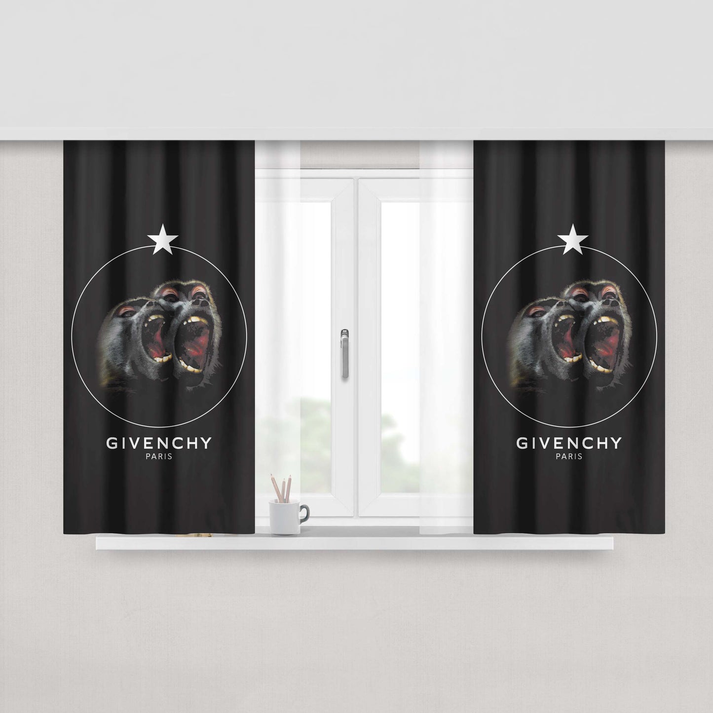 Givenchy Monkey Brothers Peach Skin Window Curtains
