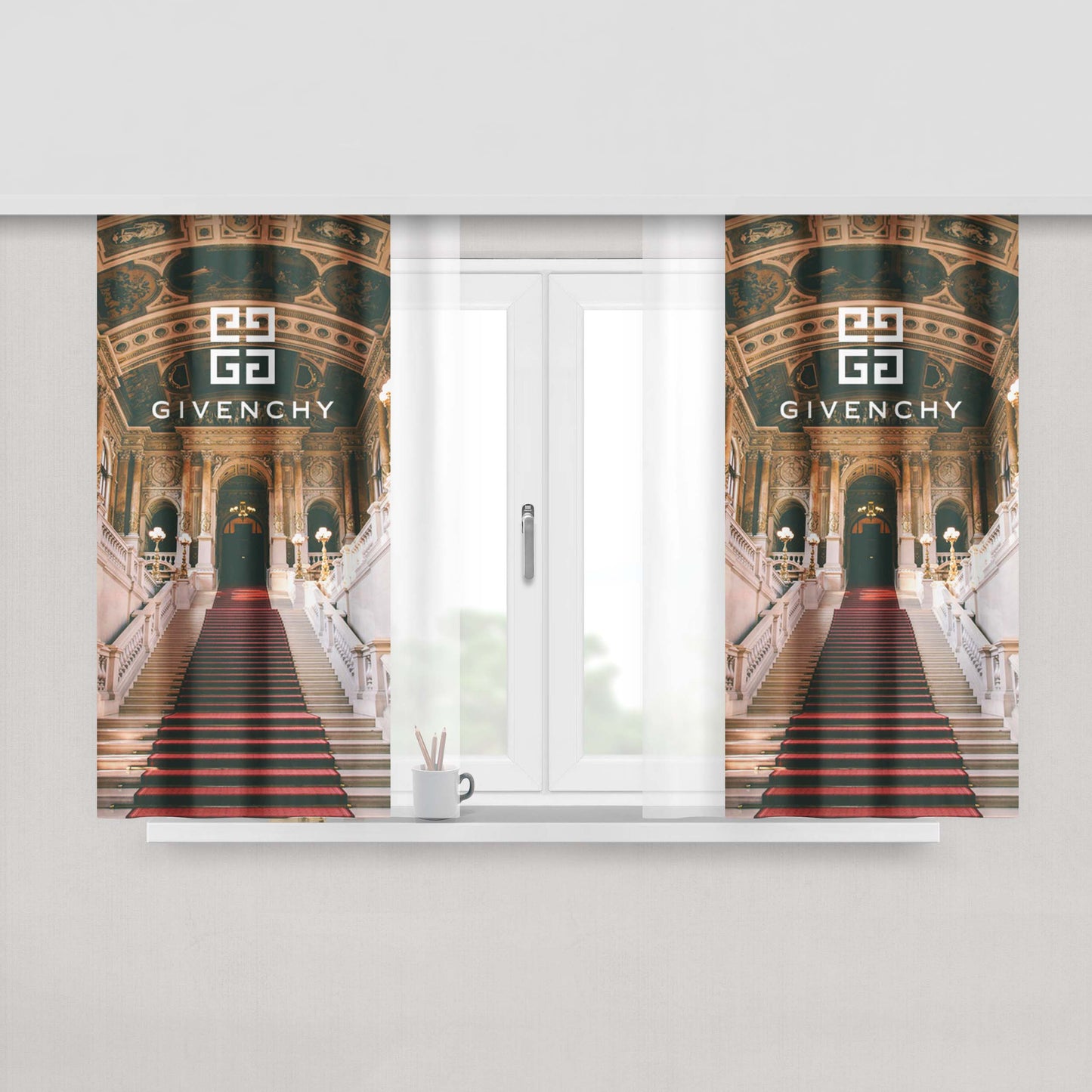 Givenchy Palace Wallpaper Peach Skin Window Curtains