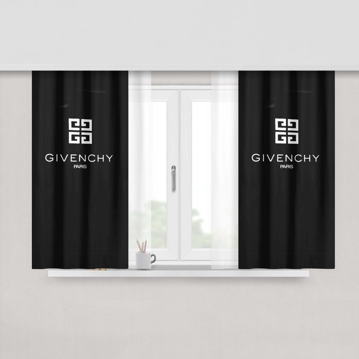 Givenchy Paris Logo Peach Skin Window Curtains