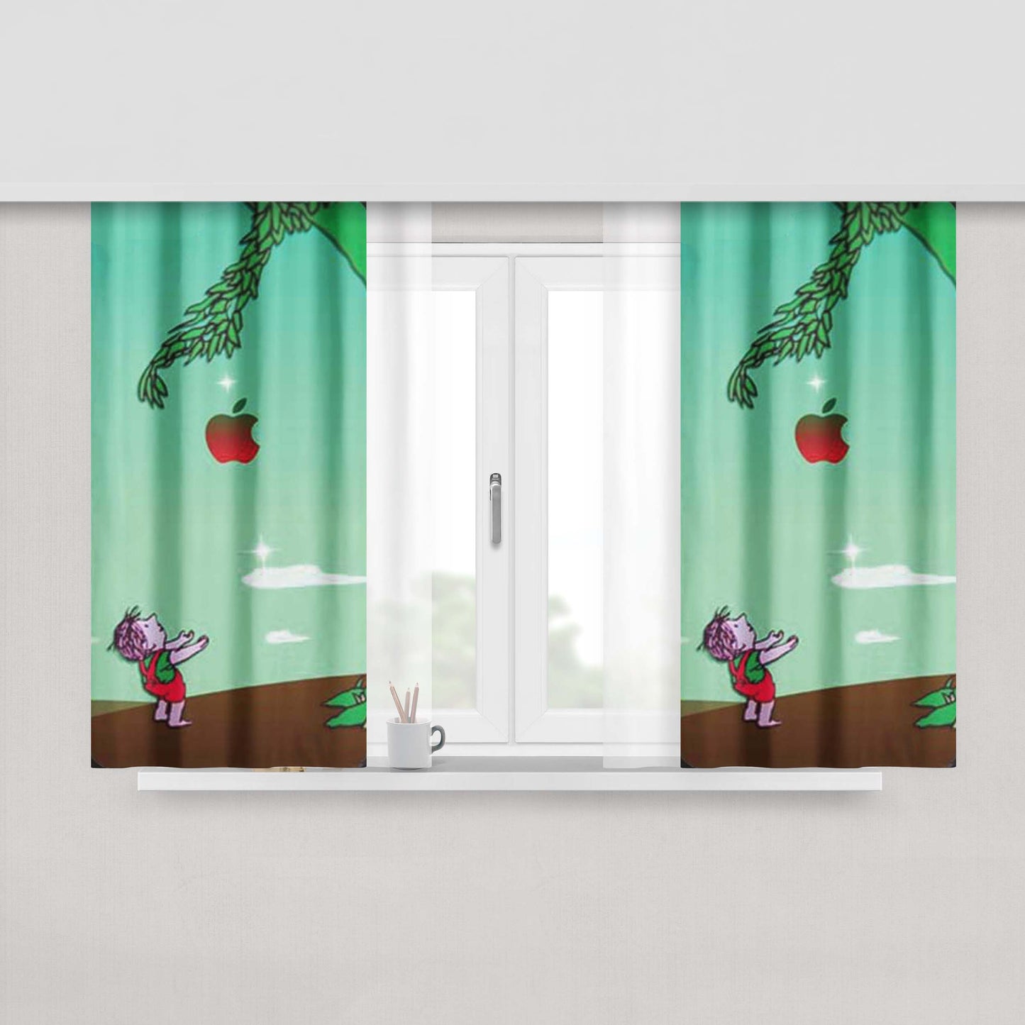 Giving Tree Landscape Peach Skin Window Curtains