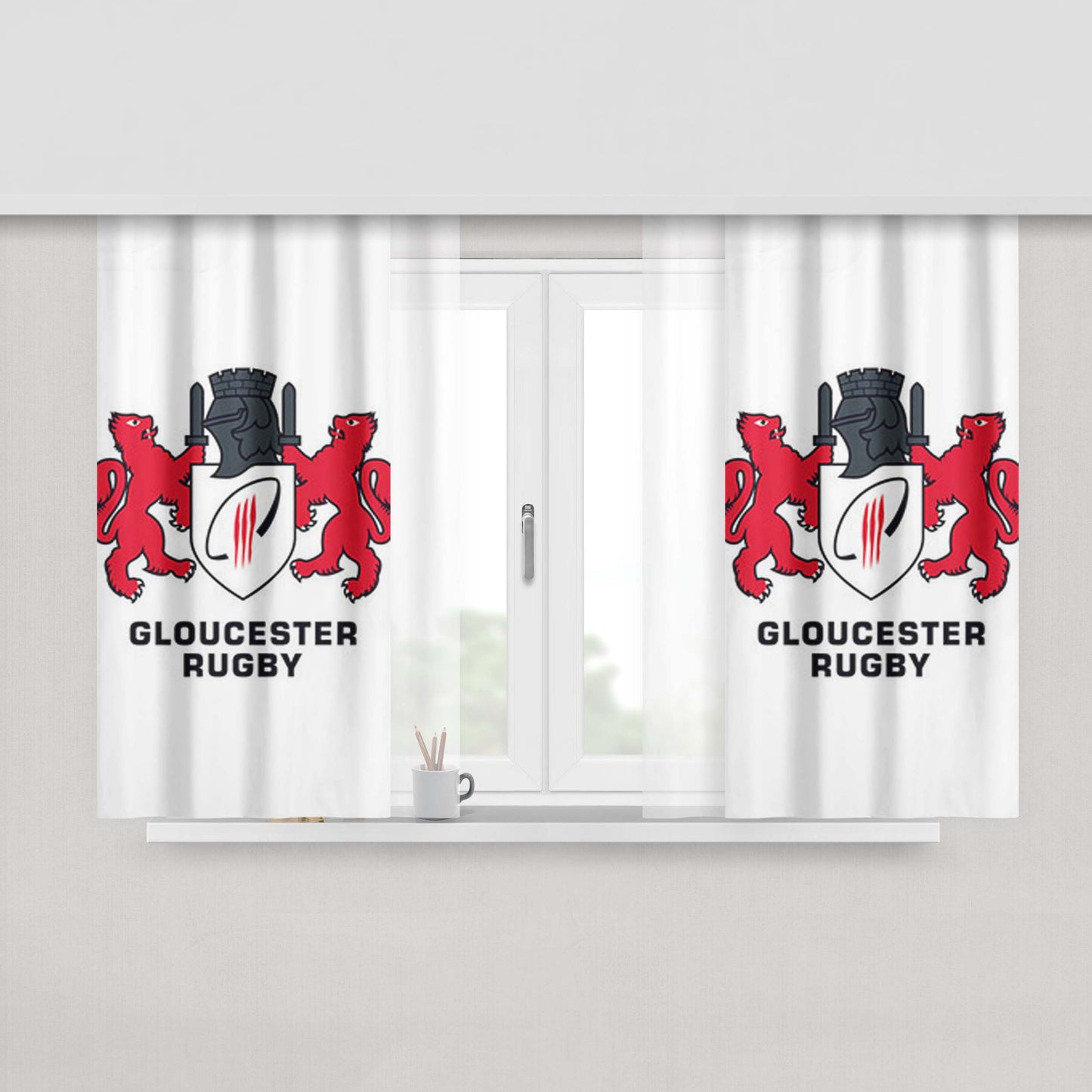 Gloucester Rugby Logo Peach Skin Window Curtains