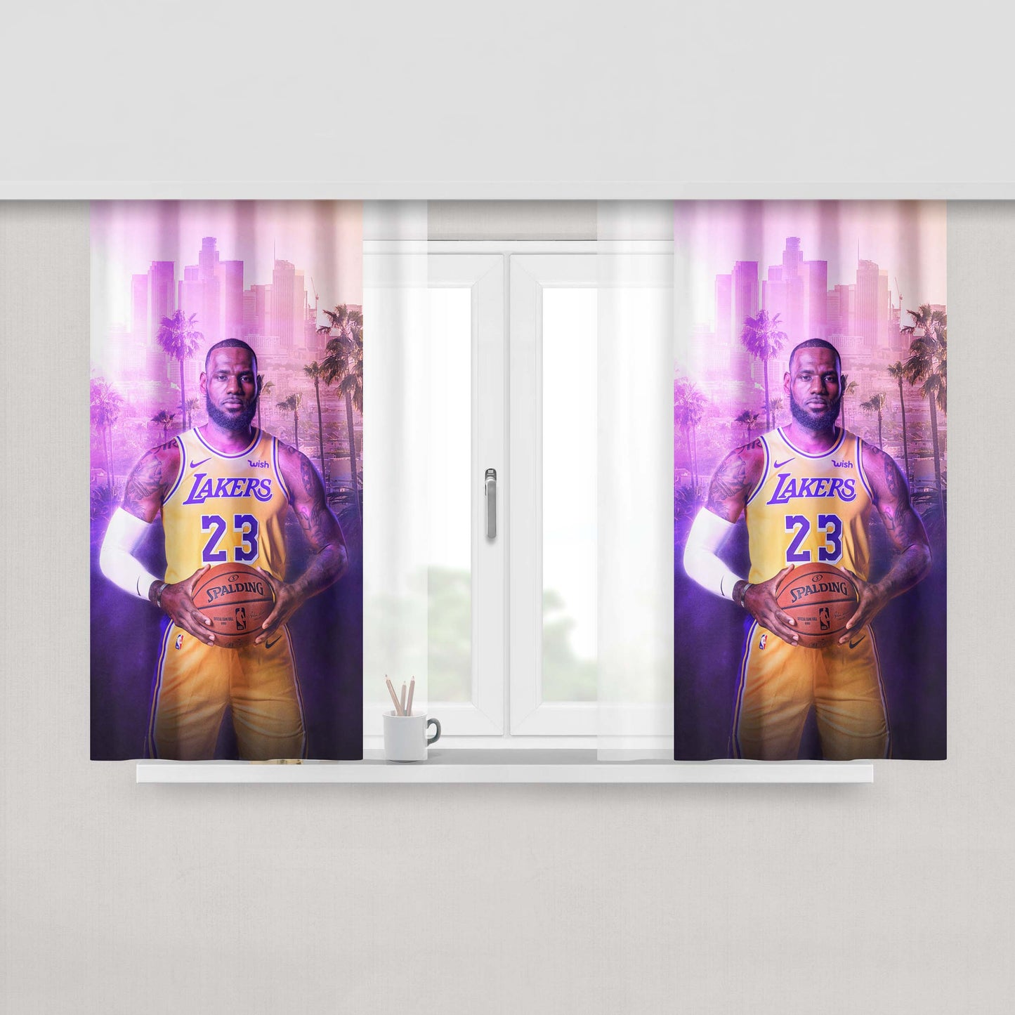 Glowing Lebron James Peach Skin Window Curtains