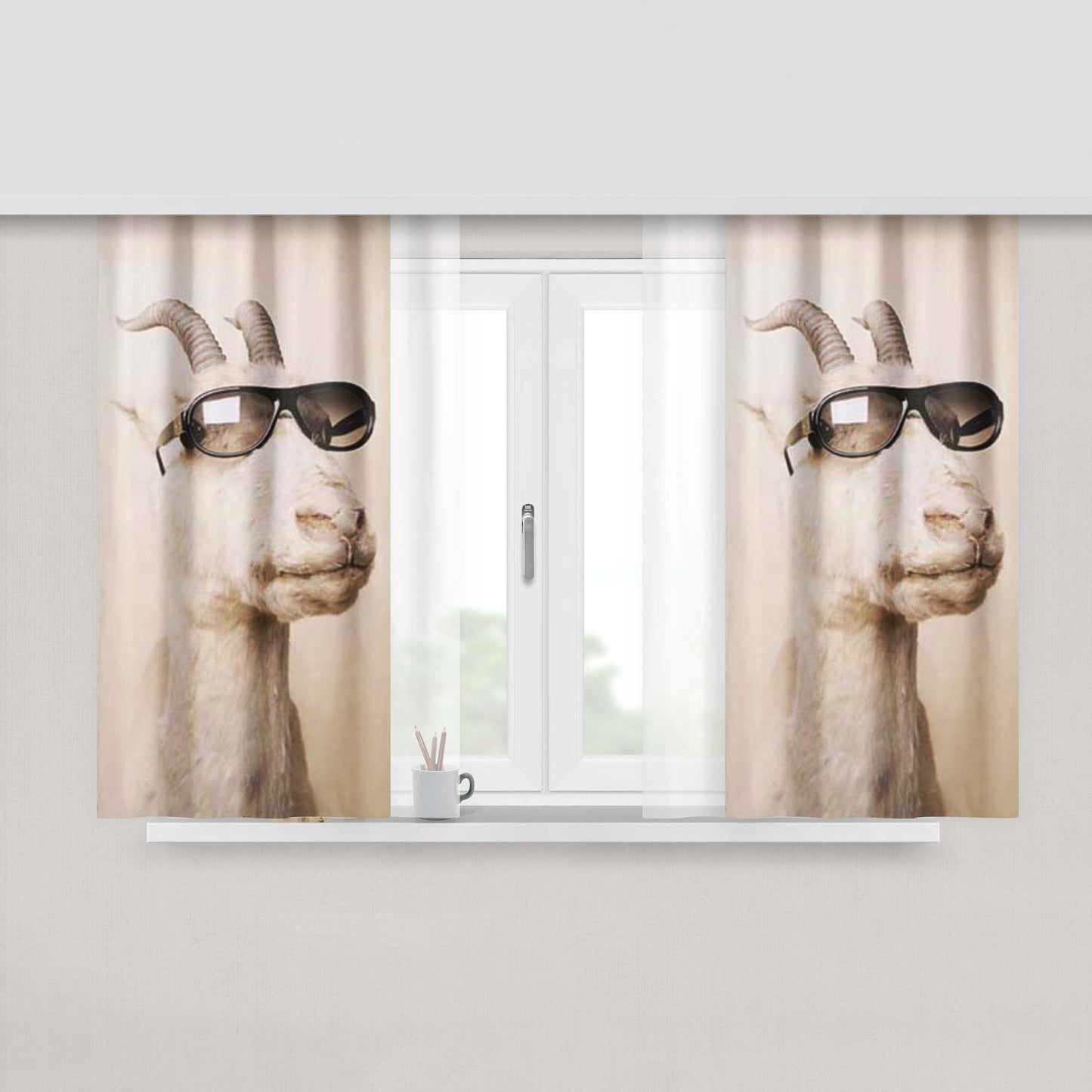 Goat Sunglasses Peach Skin Window Curtains