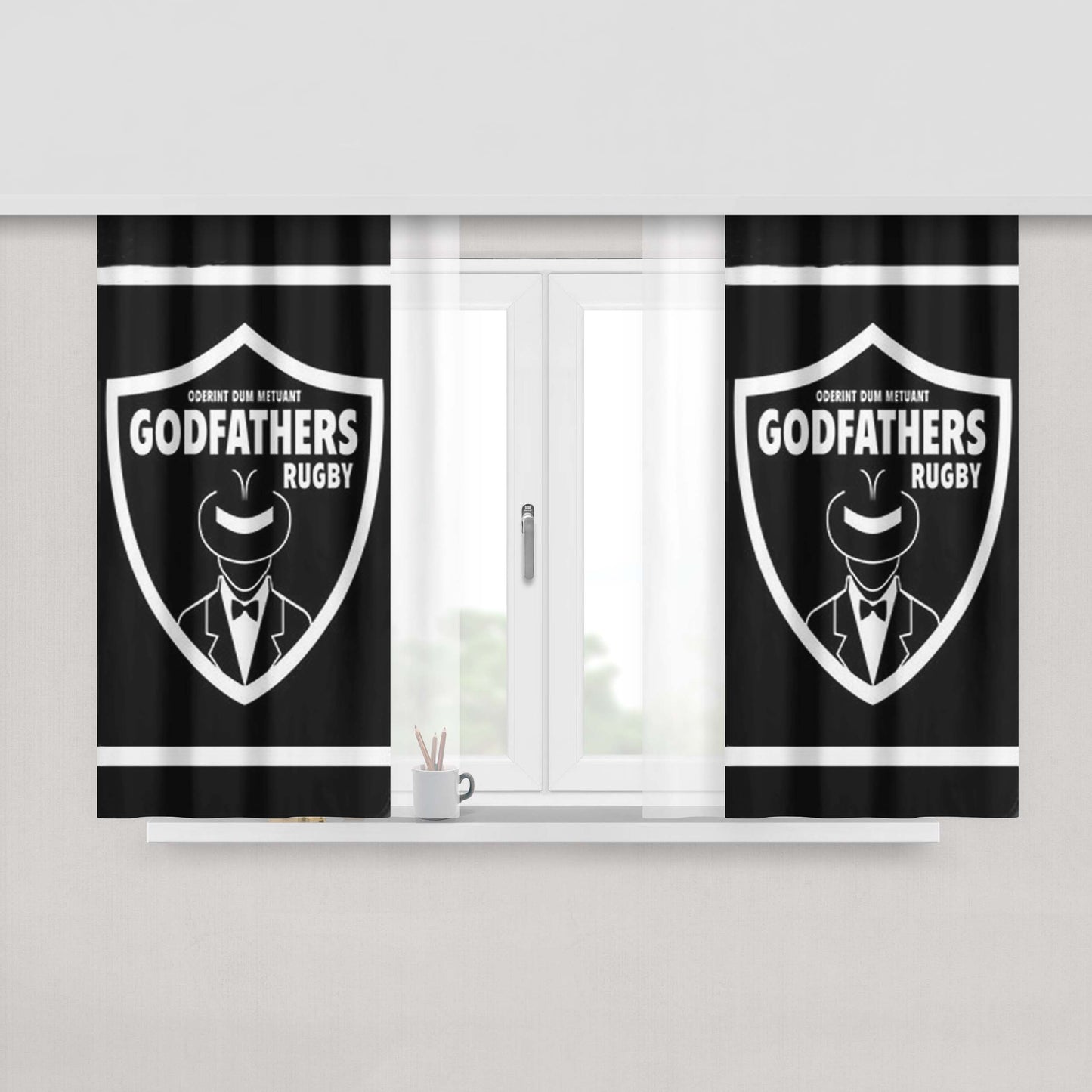 God Fathers Rugby Peach Skin Window Curtains