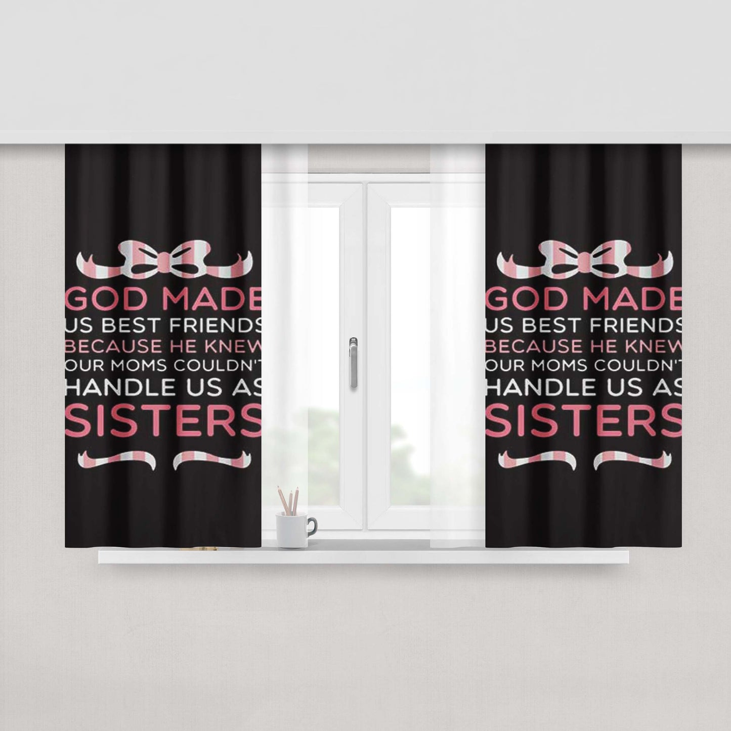God Made Us Best Friends Peach Skin Window Curtains