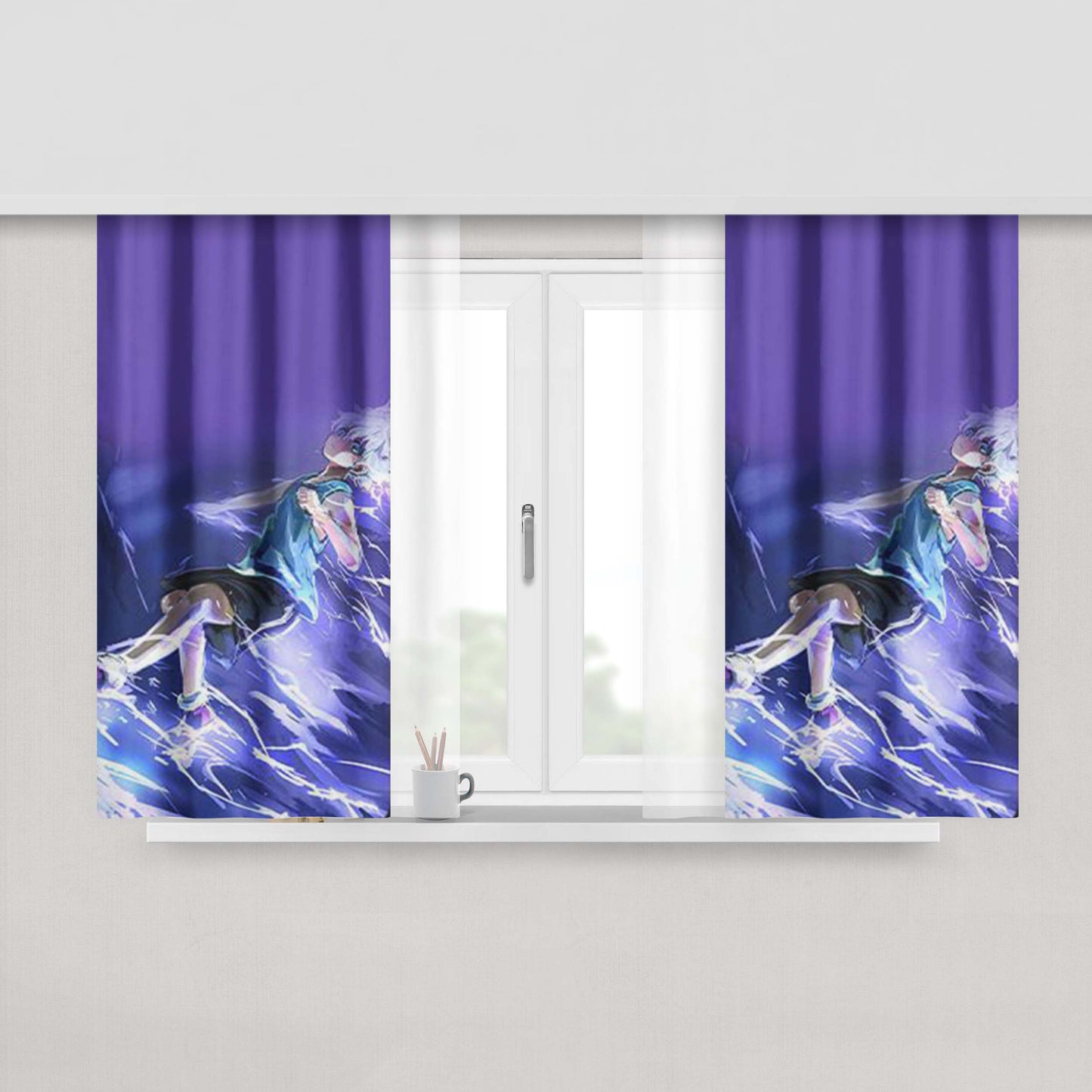 Godspeed Killua Hunter X Hunter Peach Skin Window Curtains