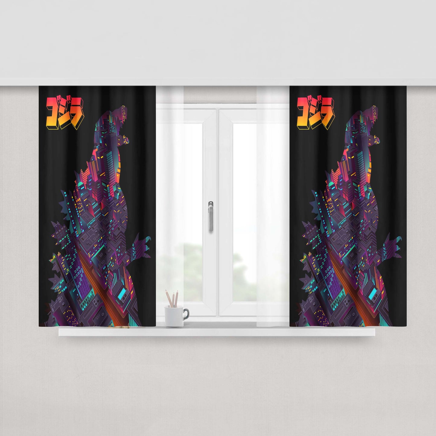 Godzilla Beast Of Burden Peach Skin Window Curtains