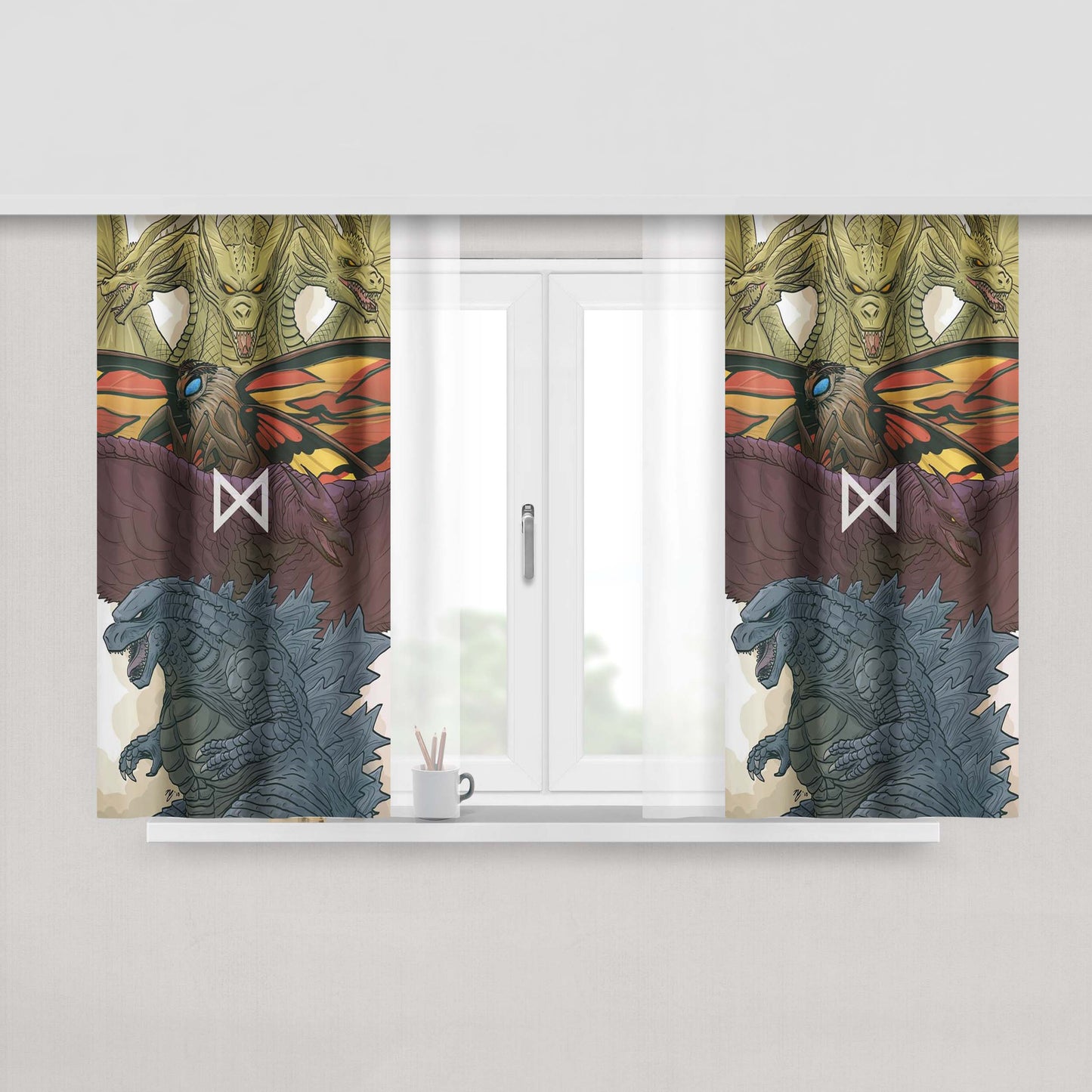 Godzilla King Of The Monsters 2019 Peach Skin Window Curtains