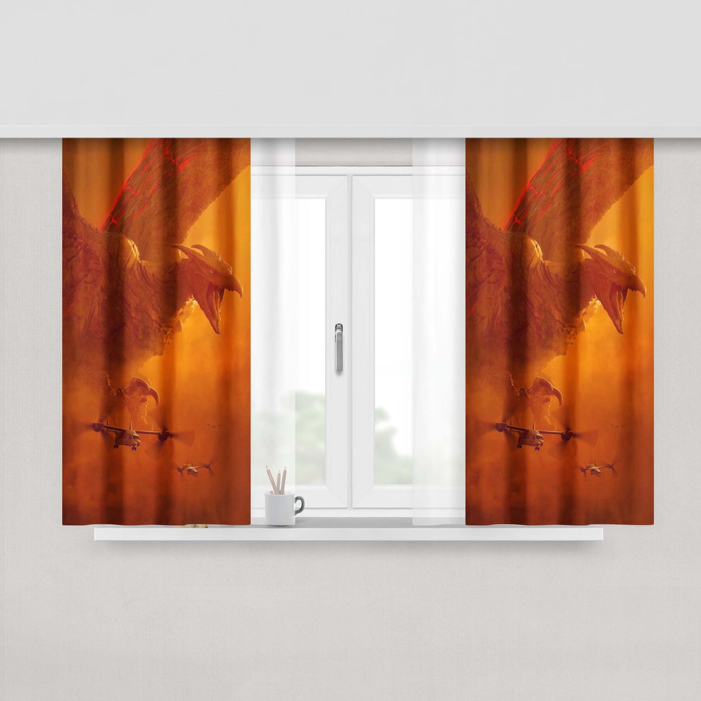 Godzilla King Of The Monsters Rodan Peach Skin Window Curtains