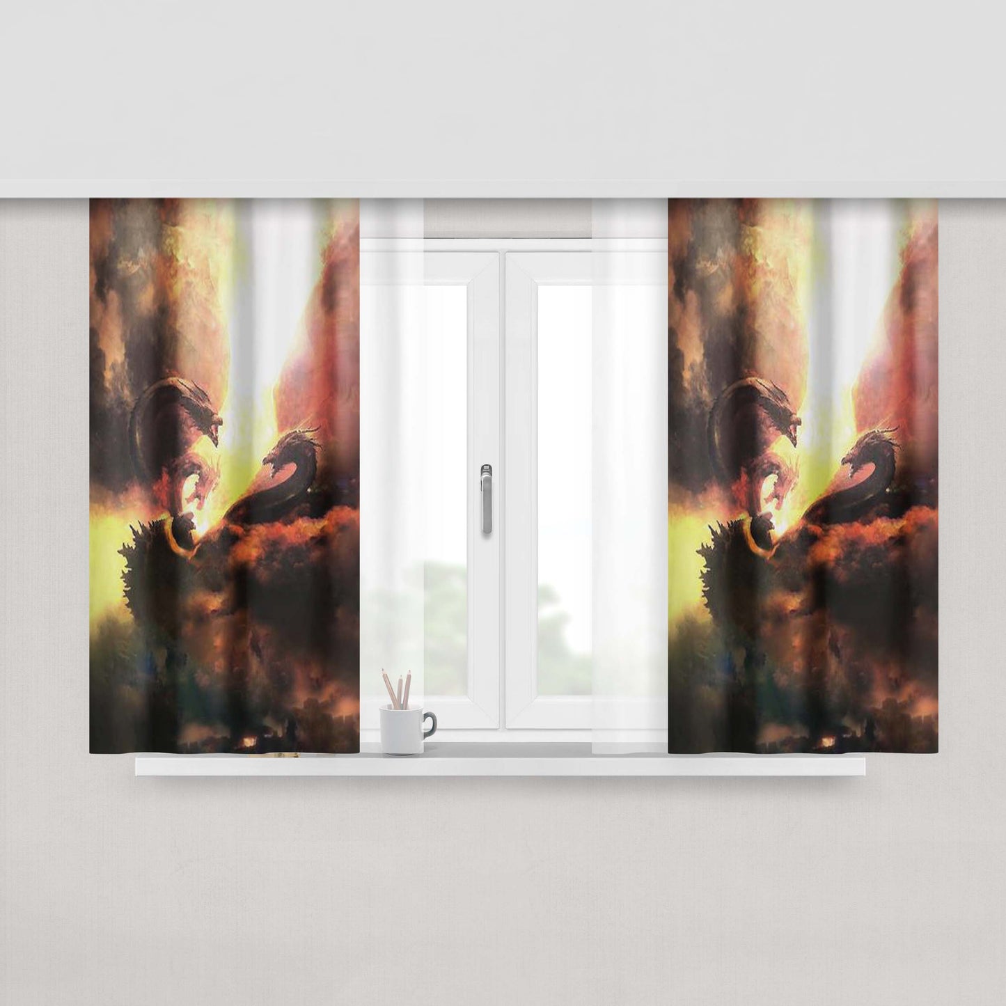 Godzilla King Of The Monsters Peach Skin Window Curtains