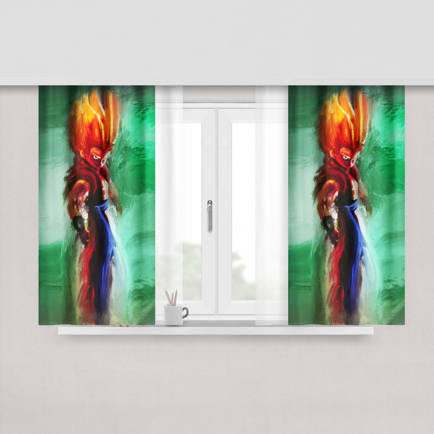Gogeta Dragon Ball Painting Art Peach Skin Window Curtains