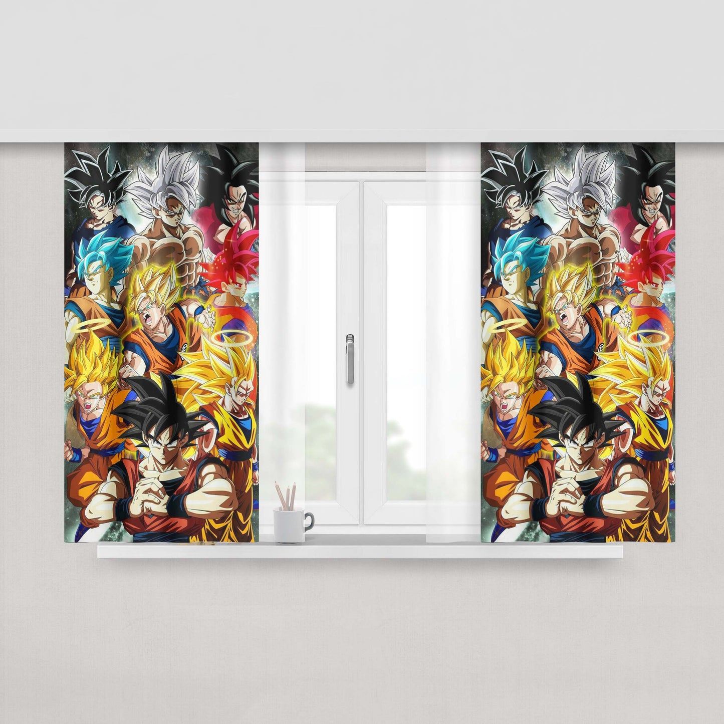 Goku All Tranformations Peach Skin Window Curtains