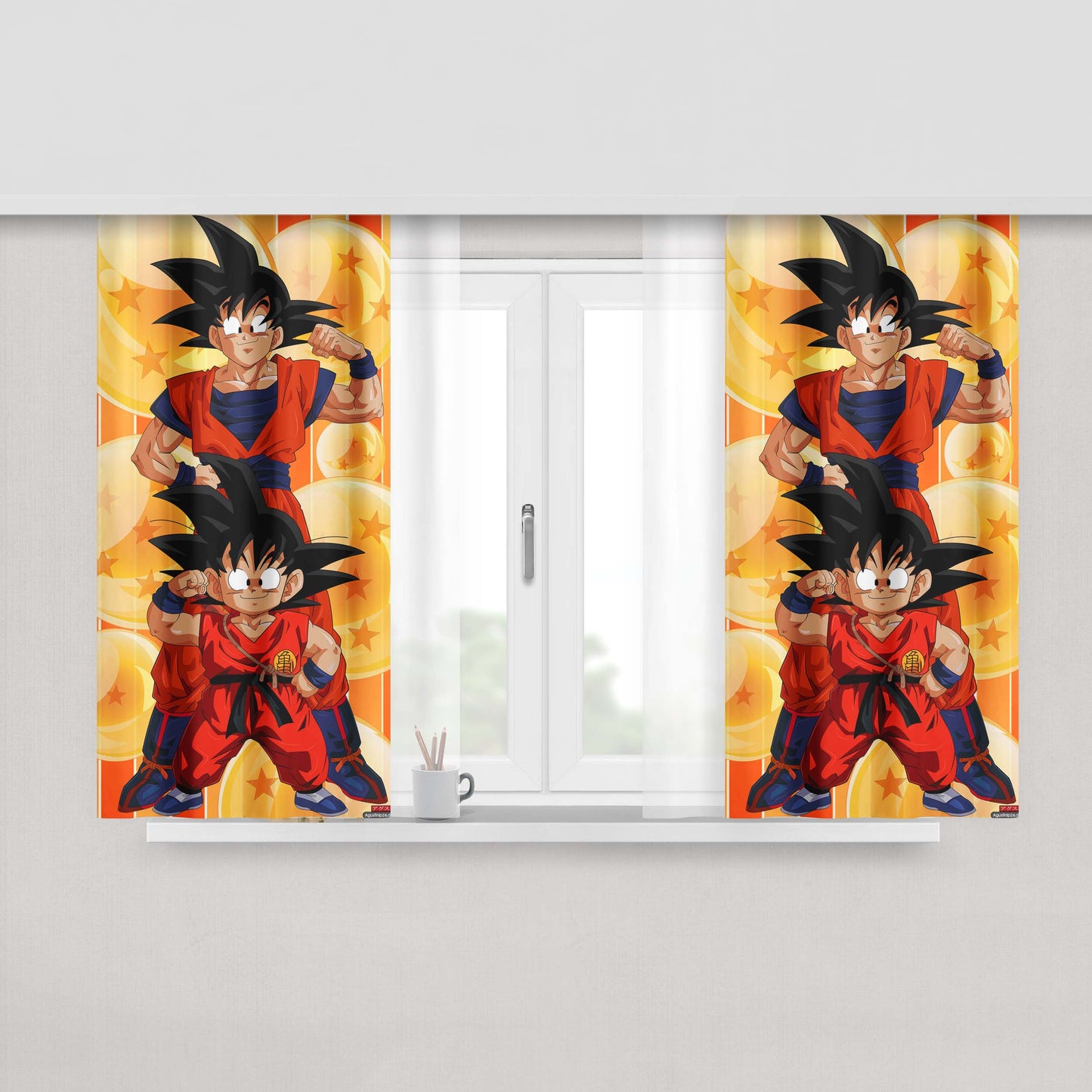 Goku And Gotten Dragon Ball Super Power Peach Skin Window Curtains