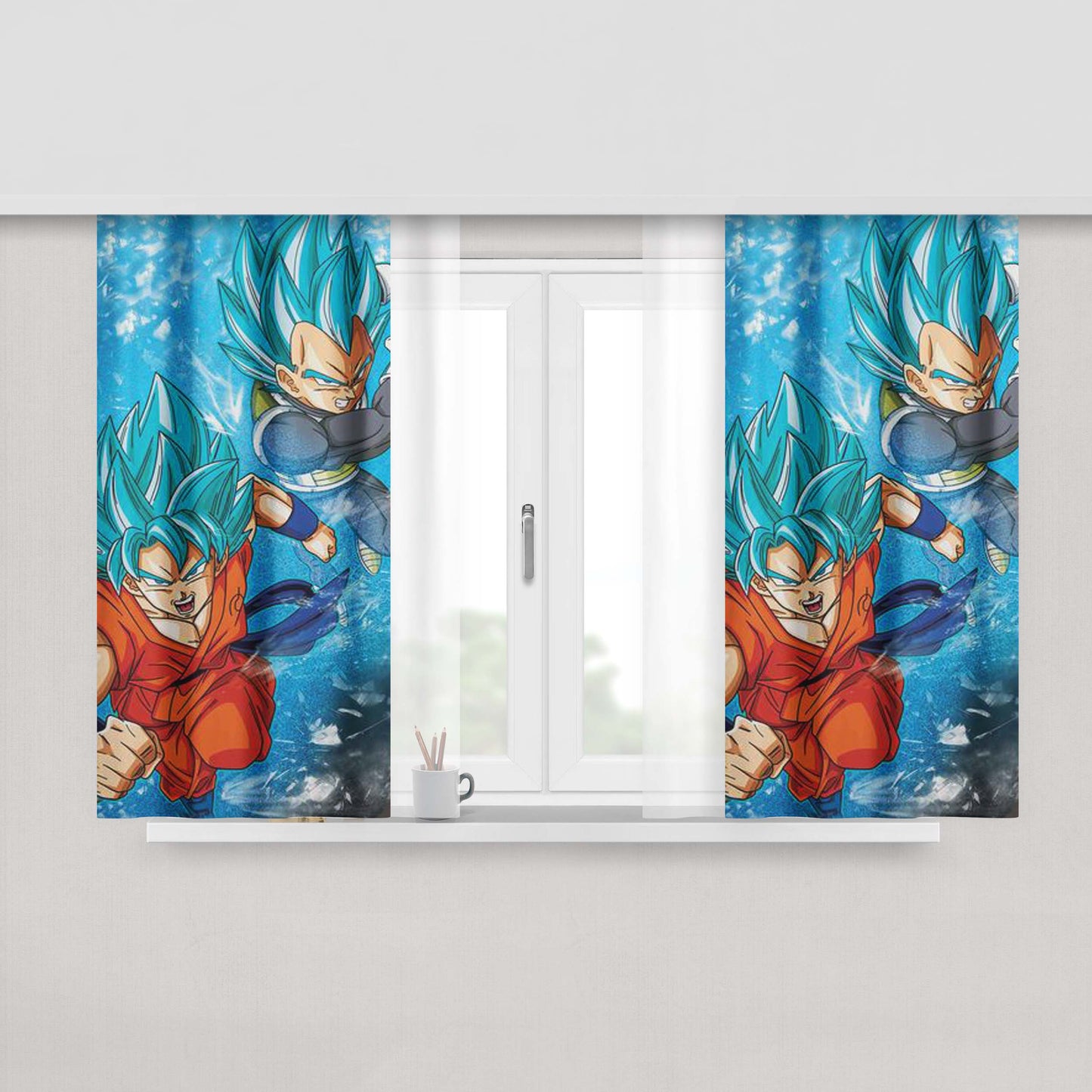 Goku And Vegeta Ssgss Peach Skin Window Curtains