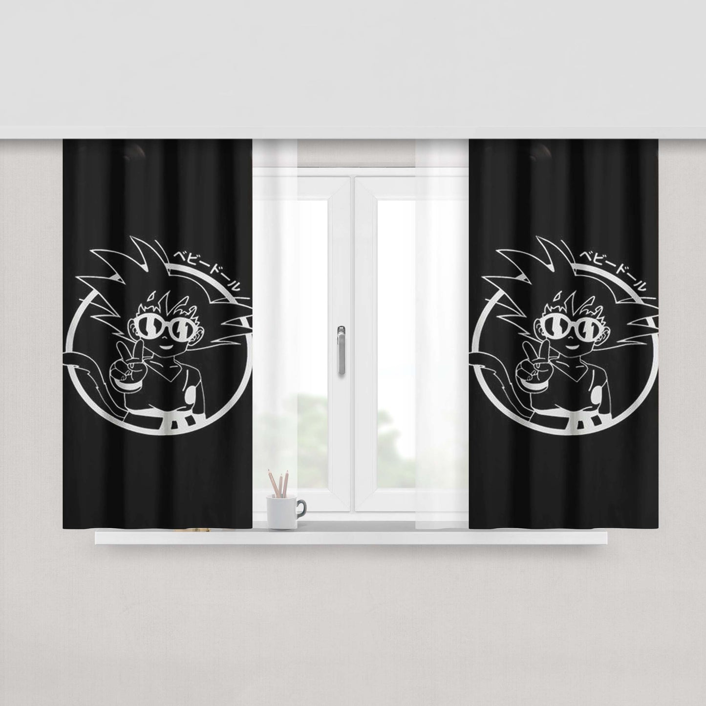 Goku Harajuku Peach Skin Window Curtains