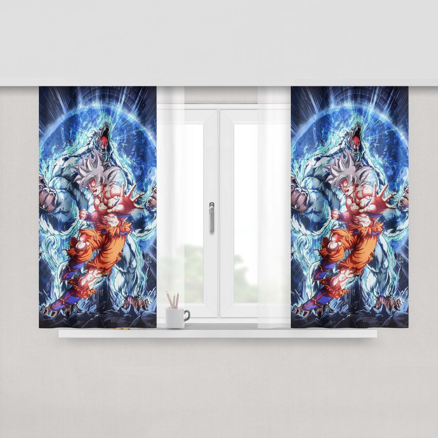 Goku Mastered Ultra Instinct Oozaru Peach Skin Window Curtains