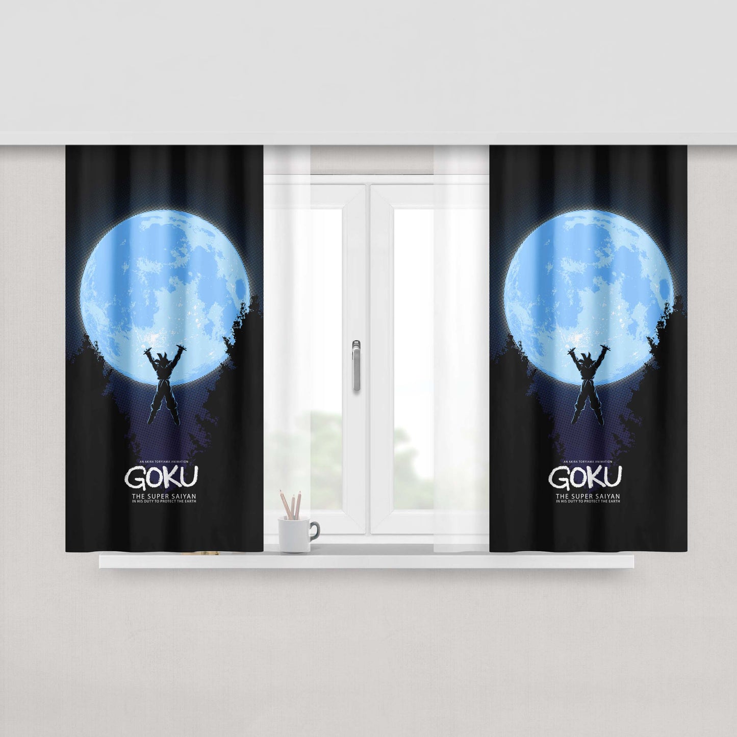Goku Moonlight Spirit Peach Skin Window Curtains