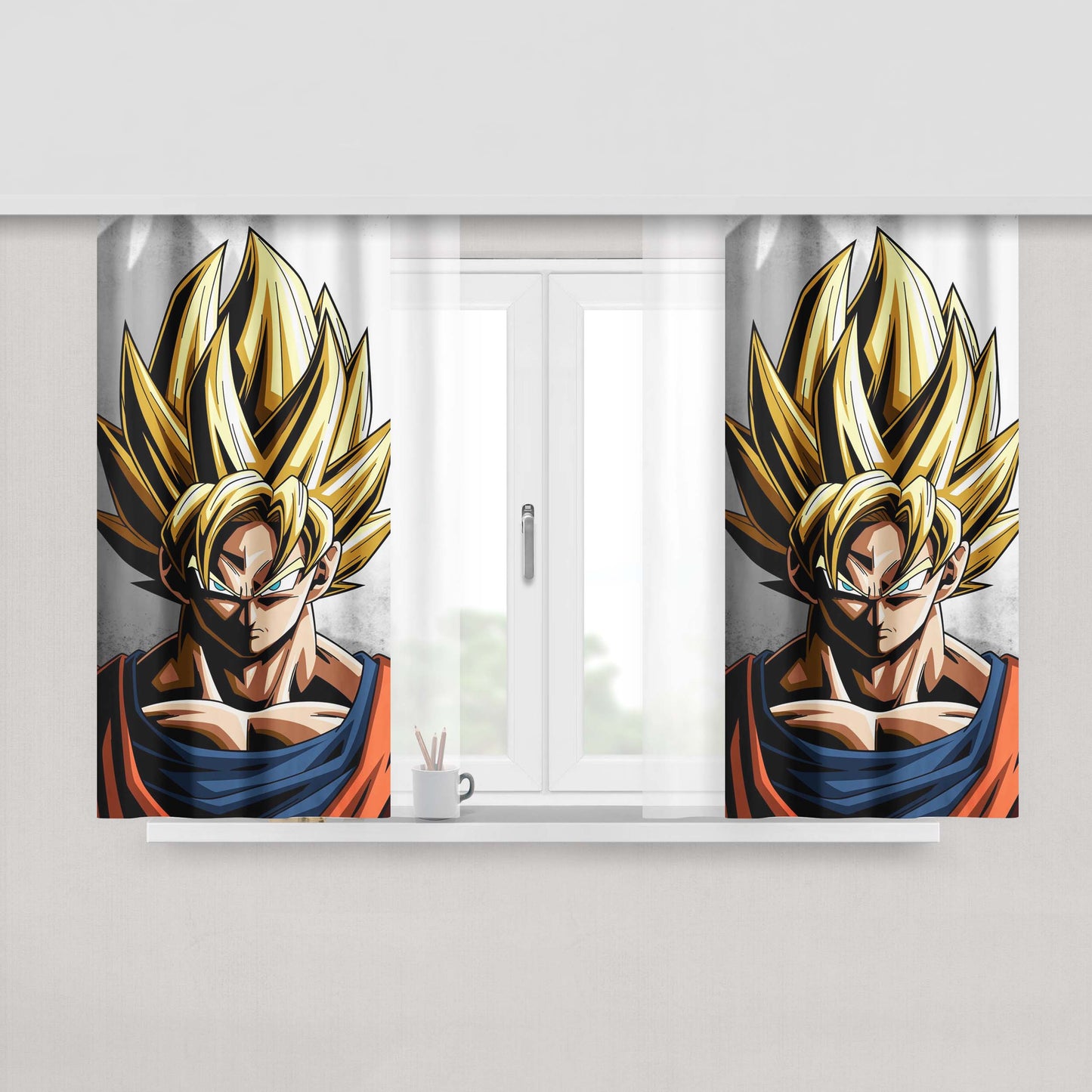 Goku Super Saiyan 1 Peach Skin Window Curtains
