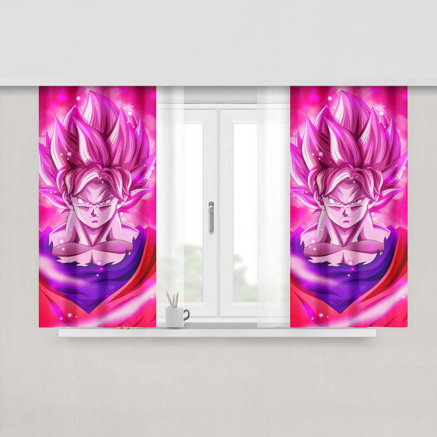 Goku Super Saiyan Blue Kaioken Peach Skin Window Curtains