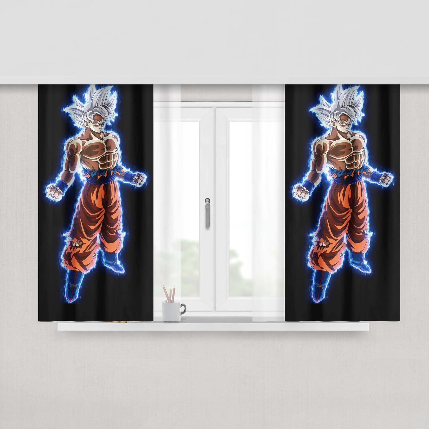 Goku Super Ultra Mode Dragonball Peach Skin Window Curtains