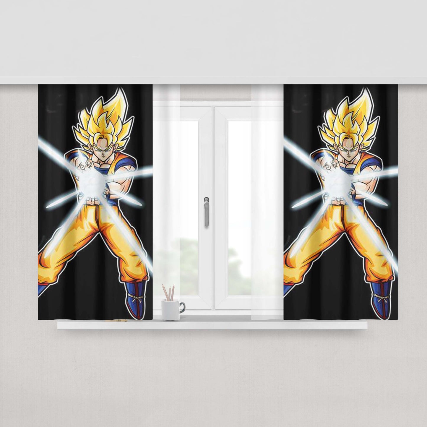 Goku Turns Super Saiyan Peach Skin Window Curtains