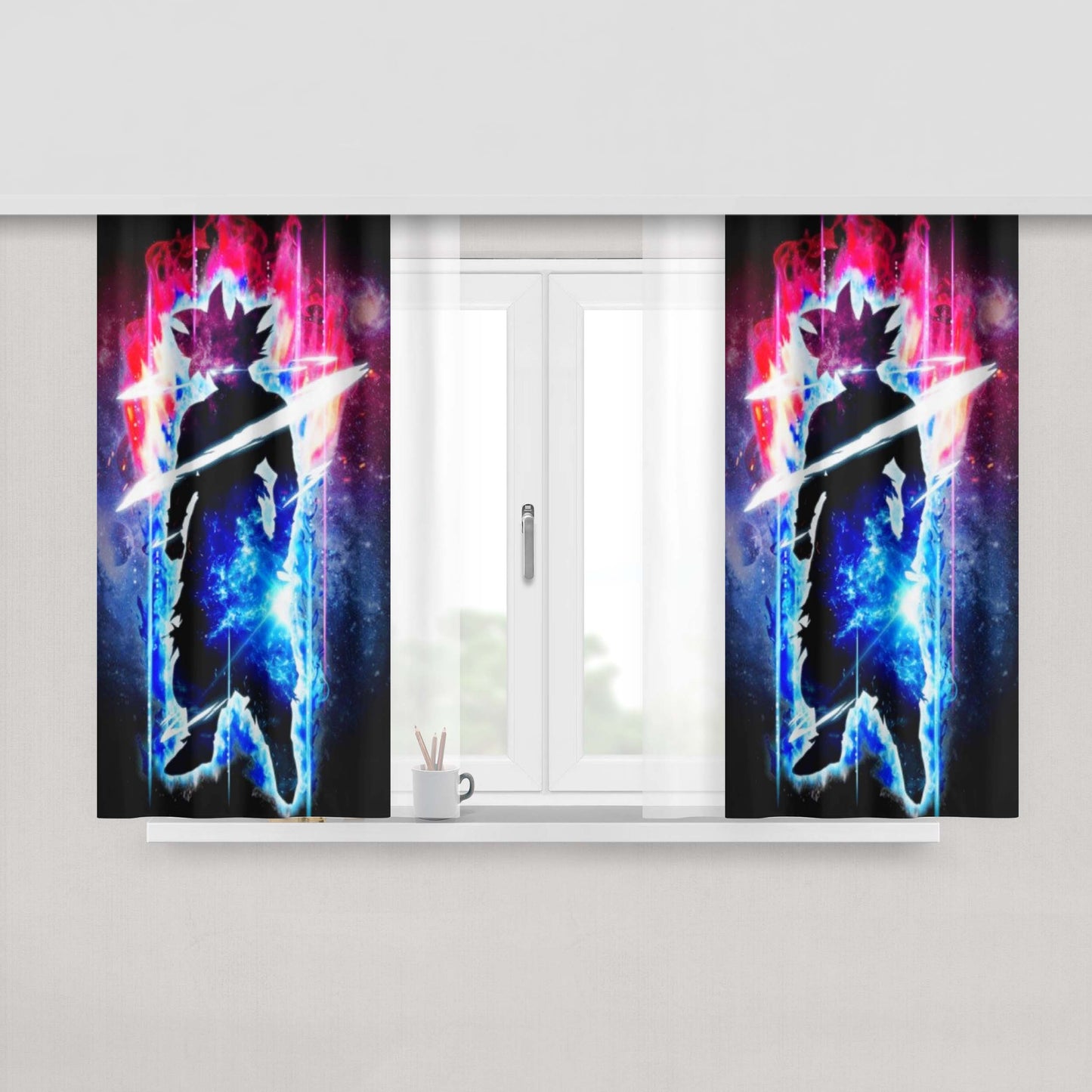 Goku Ultra Instinct Galaxy Wallpaper Peach Skin Window Curtains