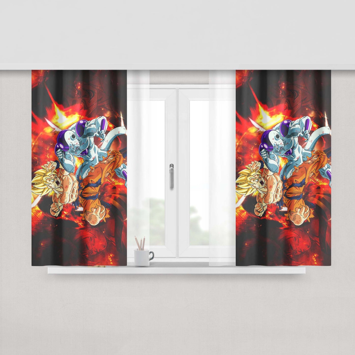 Goku Vs Frieza Art Peach Skin Window Curtains