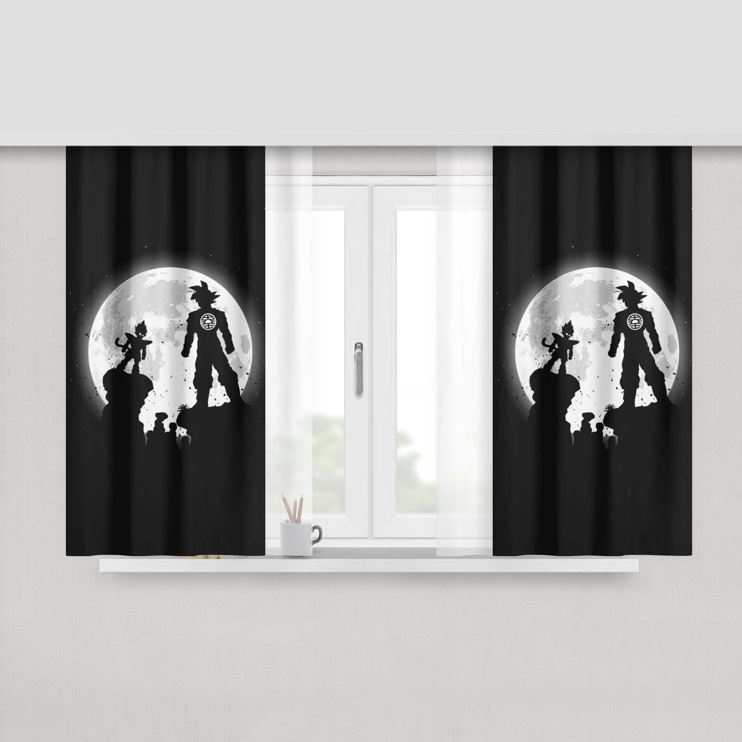Goku Vs Vegeta Dark Moon Peach Skin Window Curtains