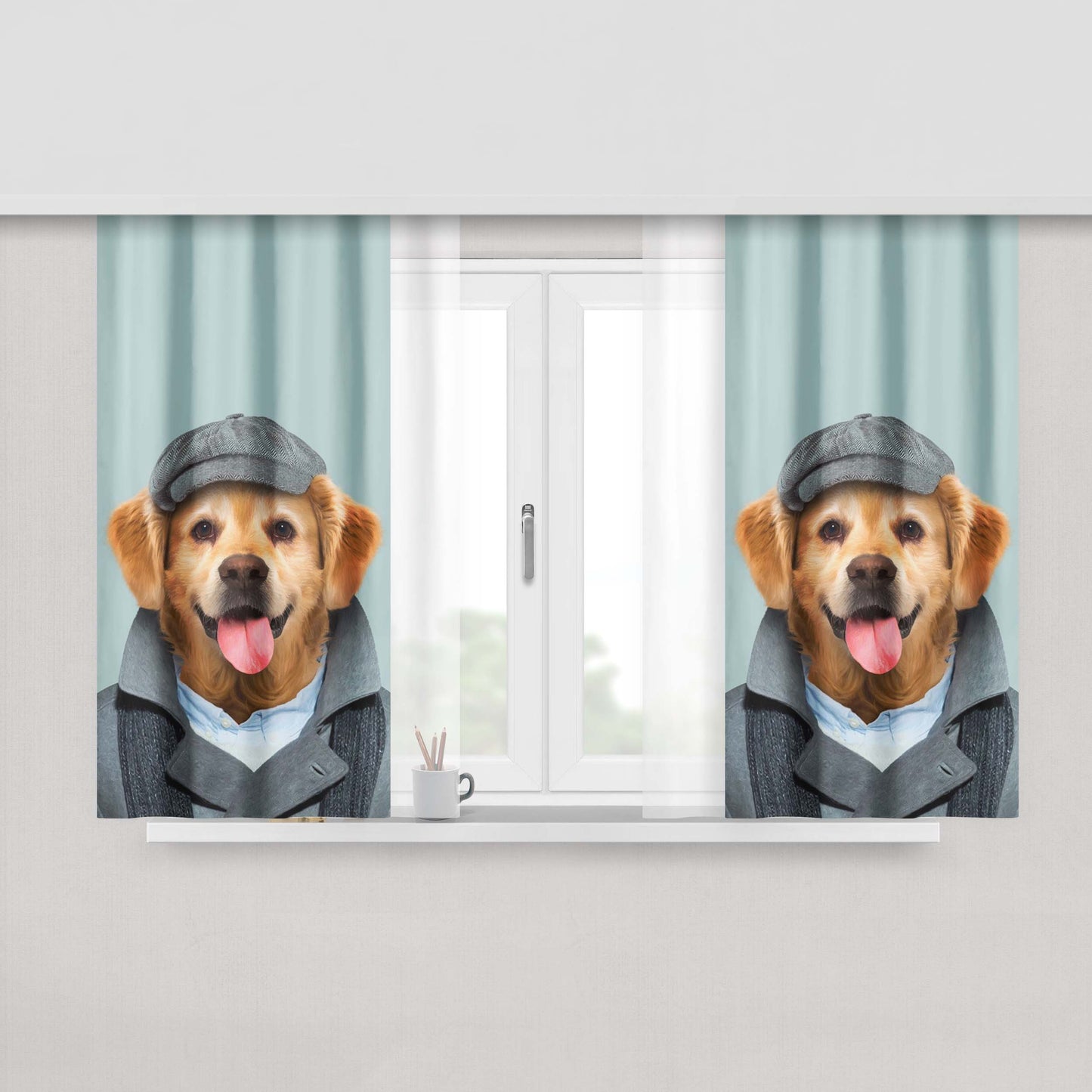 Golden Retriever Canis Peach Skin Window Curtains