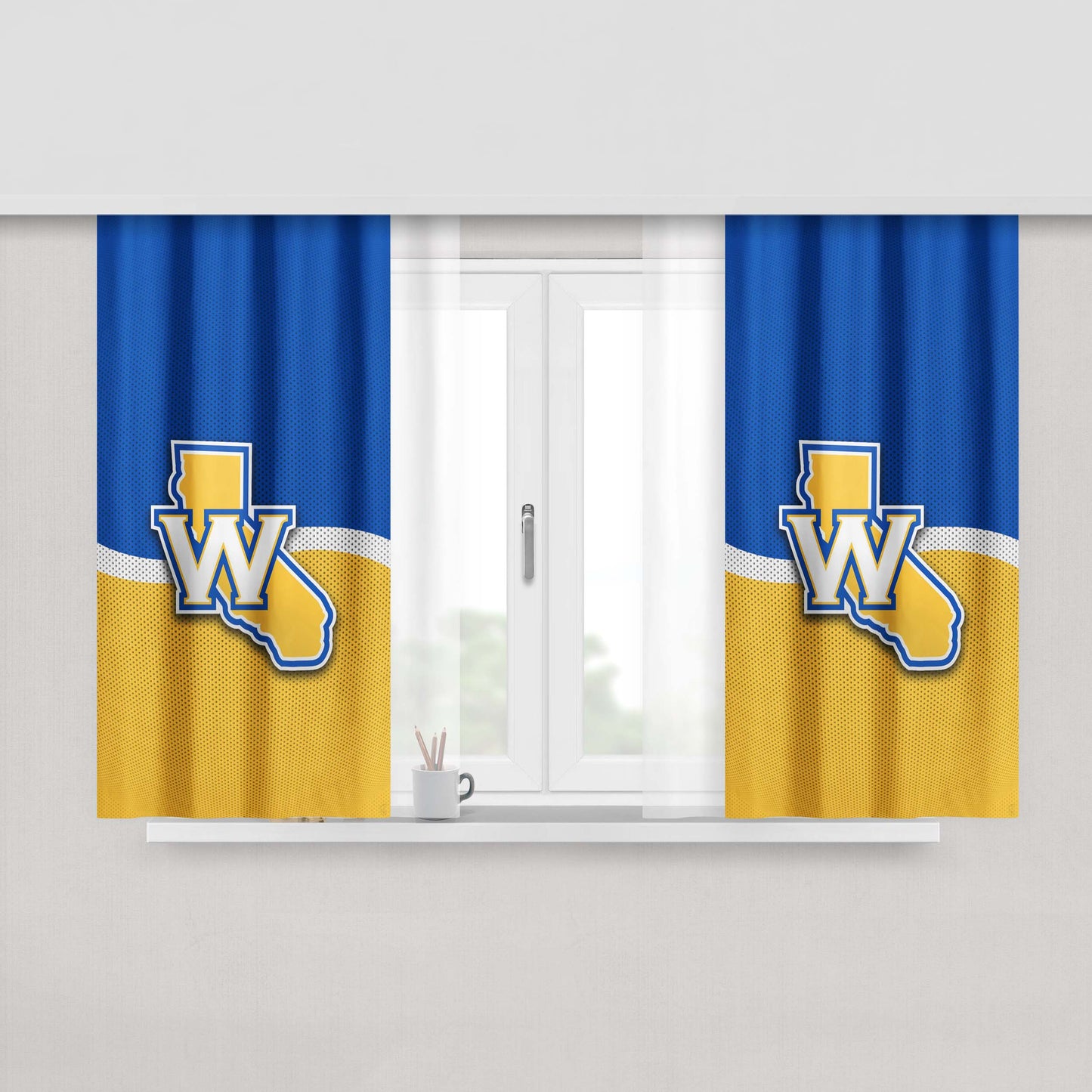 Golden State Warriors Basketball Logo Peach Skin Window Curtains