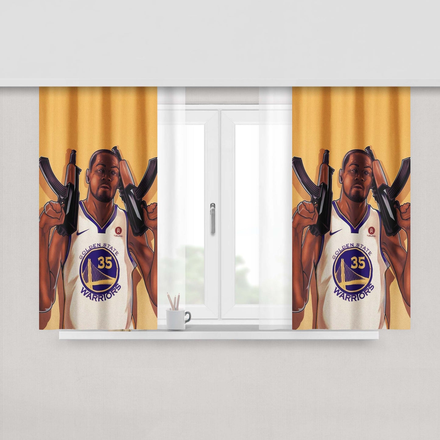 Golden State Warriors Jersey Peach Skin Window Curtains