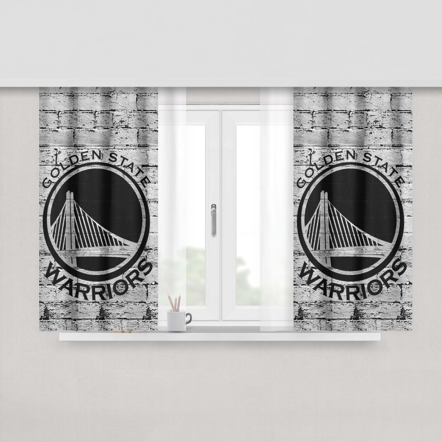 Golden State Warriors Logo Peach Skin Window Curtains