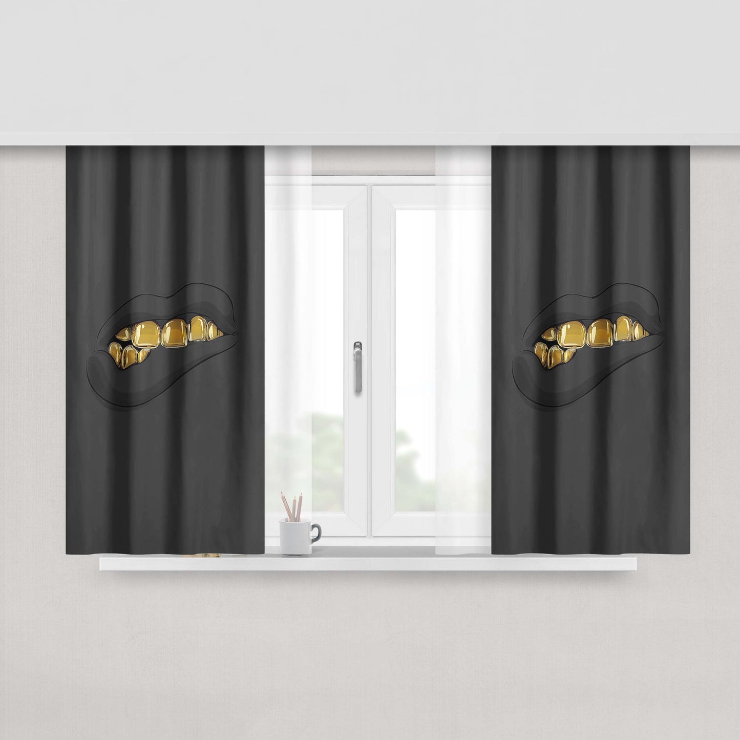 Golden Teeth Peach Skin Window Curtains