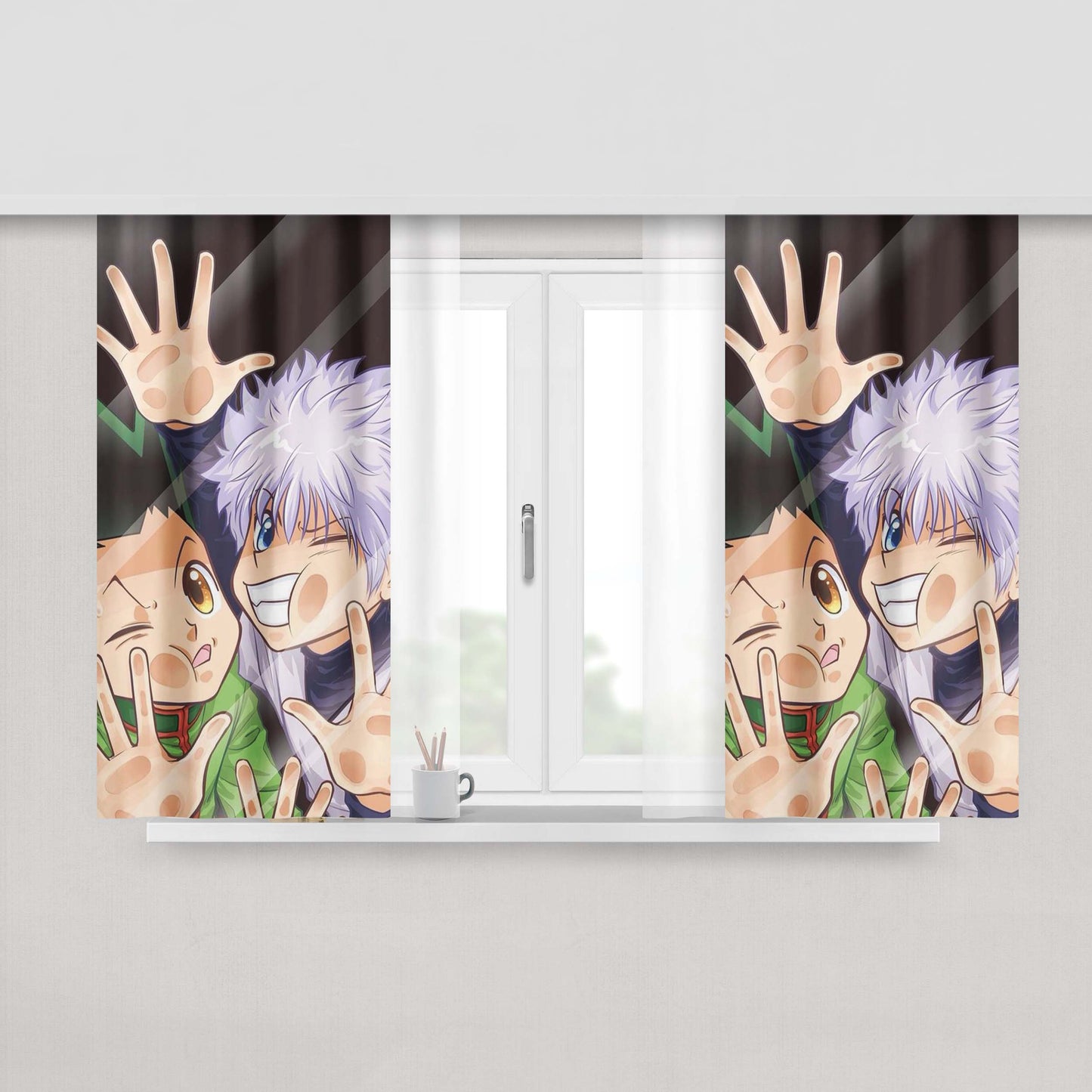 Gon And Killua Trapped Mirror Wallpaper Peach Skin Window Curtains