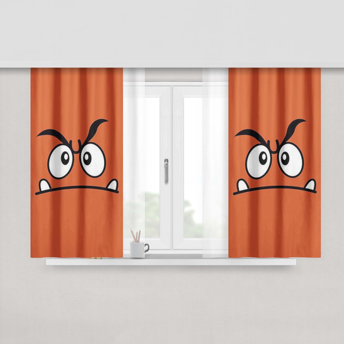 Goomba Face Angry Peach Skin Window Curtains
