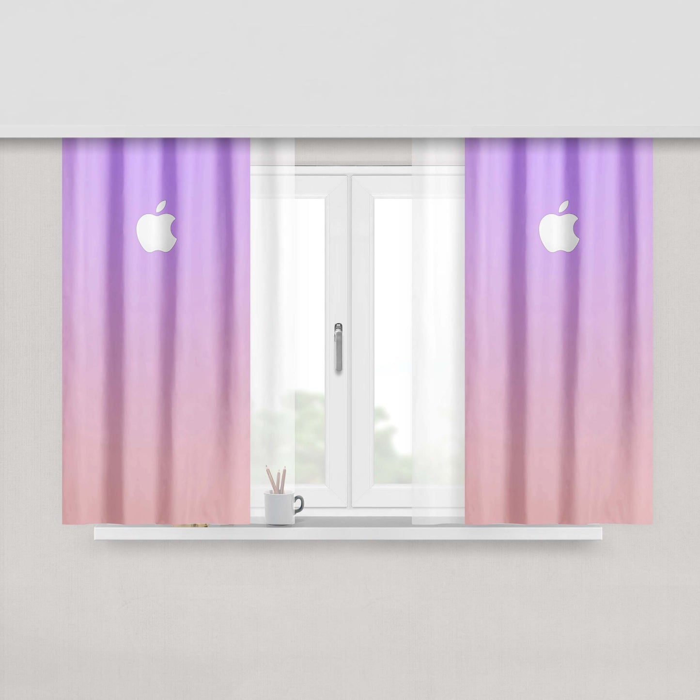 Gradient Fade Purple Pink Peach Skin Window Curtains
