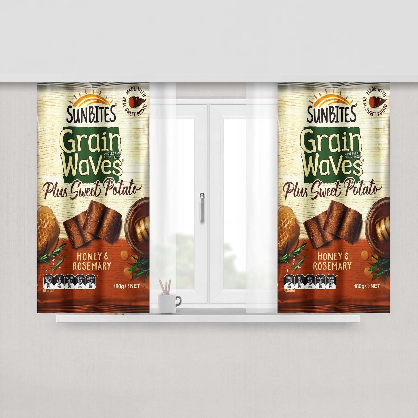 Grain Waves Honey And Rosemary Peach Skin Window Curtains
